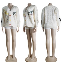 Mantel Bulu Wanita Eropa Amerika Model Silang, Tebal Anti Kusut untuk Musim Gugur dan Musim Dingin, Kerah V Elegan, Cardigan Longgar Bermotif Bunga