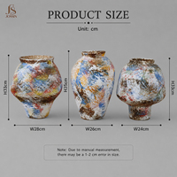 Vase à fleurs en céramique rustique Jossin avec finition artistique texturée pour la décoration de table de salon et accessoires de maison