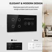 Interrupteur intelligent WiFi JRUMP 4 voies, interrupteur mural intelligent pour ventilateur, panneau tactile en verre, compatible avec Tuya Smart Home, fonctionne avec Alexa et Google Assistant
