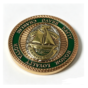 Custom 3D Relief Naval Sailboat Challenge Coin Zinc Alloy with Enamelling UV Printing Graduation Commemorative Coin - Product Image 3