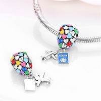 PANBUEATY Romantique Voyage Monde Voiture Montgolfière DIY Bijoux Bracelet Cuivre Argent Placage Zircon Mode Pendentifs Charmes