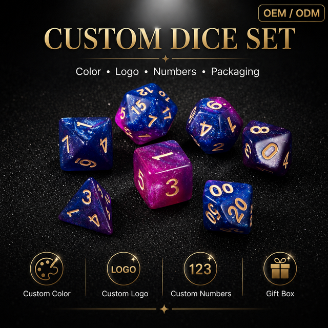 Thickened Solid Acrylic Collection Dice Set 7pcs Anti Drop Sturdy Dice for Commercial Game Supply and Collector Gifts