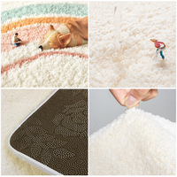 Tapis de bain carré en fausse fourrure de cachemire, absorbant, antidérapant, imprimé numériquement, motif animal mignon, résistant à la saleté, tapis de salle de bain chaud