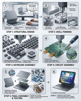 Casing Keyboard iPad untuk Pendidikan Sekolah, Ramah Pelajar, Keyboard Touchpad Lepas Pasang, Anti Jatuh, Cetak Logo Kustom