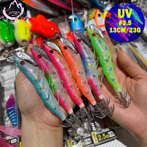 Esca in Legno per Gamberetti # Esca Artificiale a Forma di Calamaro 3.5 13cm 23g Ultra UV Glow <span class=keywords><strong>Egi</strong></span> per Pesca Notturna in Acque Profonde, Lago e Fiume - Product Image 1