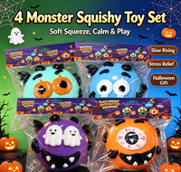 Ensemble de jouets Squishy Monstre d'Halloween, jouet anti-stress à remontée lente et souple, jouet de décompression Monstre mignon, cadeau de fête