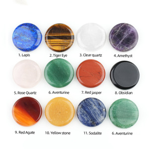 Pierre de méditation Reiki en cristal de 25 mm, 7 chakras, pierre de guérison naturelle, tranche ronde de quartz clair, plaque d'améthyste énergétique pour <span class=keywords><strong>la</strong></span> décoration - Product Image 4