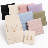 Pochette à bijoux en microfibre personnalisée de qualité supérieure avec carte insérée pour collier, boucles d'oreilles, bague, bracelet, emballage cadeau