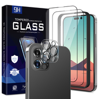 Lot de 2 protections d'écran en verre trempé incurvé 3D anti-rayures pour iPhone 11 12 13 14 15 16 17 Pro Max Plus