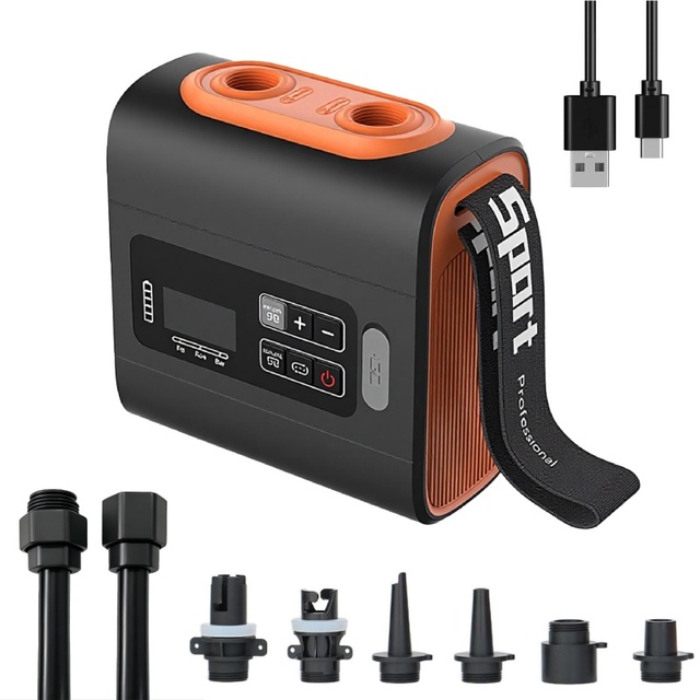 Electric SUP Pump Rechargeable 22PSI High Pressure Intelligent Dual Stage Inflation/Deflation Auto-Off ABS Eco-Friendly Portable