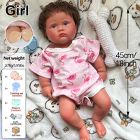45 cm Baby-Puppe mit Schnuller und Brauner Haut, 100% Silikon Reborn-Puppe für Geschenke, Individualisierbare Kunstwerke