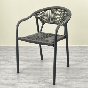 LL Factory Direct Outdoor Aluminium Patio Balcon Fauteuils Moderne <span class=keywords><strong>Noir</strong></span> Métal Osier <span class=keywords><strong>Rotin</strong></span> Meubles de salle à manger pour Park Villa - Product Image 1