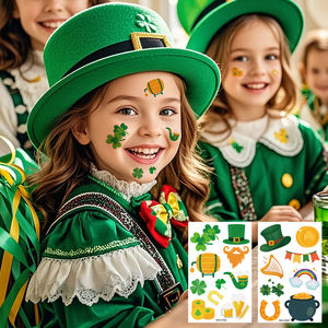 Pegatinas <span class=keywords><strong>de</strong></span> <span class=keywords><strong>tatuaje</strong></span> <span class=keywords><strong>de</strong></span> vacaciones irlandesas respetuosas con el medio ambiente e inofensivas, pegatinas <span class=keywords><strong>de</strong></span> <span class=keywords><strong>tatuaje</strong></span> impermeables para el brazo y la cara <span class=keywords><strong>de</strong></span> San Patricio - Product Image 1