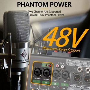 Mezclador de Audio Profesional de 4 Canales con 16 Efectos DSP, Phantom de 48V y 2 Micrófonos Inalámbricos para KTV y DJ - Product Image 5