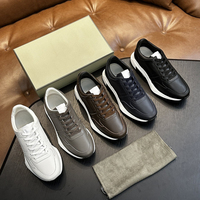Sneakers en cuir pleine fleur de luxe pour hommes, style Old Money