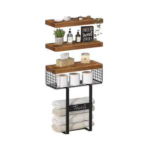 Étagères de salle de bain sur <span class=keywords><strong>toilette</strong></span>-étagère flottante pour mur au-dessus du porte-serviettes de <span class=keywords><strong>toilette</strong></span> petites étagères de décoration de ferme - Product Image 1