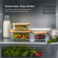 Lot de 3 ou 4 récipients en verre pour aliments, contenants en verre pour la préparation des repas avec couvercles anti-fuite