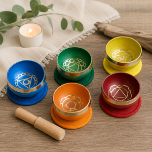 Juego de Cuencos Tibetanos Mini de 8 cm con Cojín y Baqueta de Madera, 8 Opciones de Color para <span class=keywords><strong>Meditación</strong></span>, Tiendas de Regalos, Estudios de Yoga y Minoristas - Product Image 3