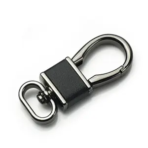 Creative car metal leather buckle key head men's lanyard self defense keychain holder accessories