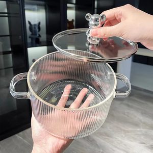 Chịu Nhiệt cổ dễ thương Glass đồ nấu nướng hộ gia đình cao Borosilicate nhà bếp món ăn thực phẩm súp thủy tinh nấu ăn nồi với xử lý - Product Image 5