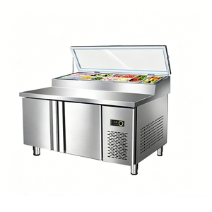 Refrigerador comercial <span class=keywords><strong>de</strong></span> doble temperatura para mostrador <span class=keywords><strong>de</strong></span> preparación <span class=keywords><strong>de</strong></span> ensaladas, sándwiches y pizzas con exhibidor - Product Image 1