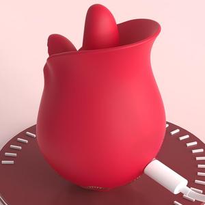 Vibradores de rosas 10 potentes modos de lamer Tongoe vibrador mujer silencioso impermeable juguetes sexuales pezón estimulador del clítoris - Product Image 5