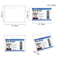 Porte-badge d'identification rigide horizontal personnalisé en plastique transparent, durable, avec fente latérale pour carte, pour lanières, vente en gros usine