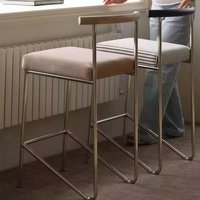 Tabouret Haut Nordique Rétro Minimaliste en Acier Inoxydable, Chaise de Bar Moderne Simple Luxe Léger avec Accoudoirs Rembourrés pour Extérieur et Salon