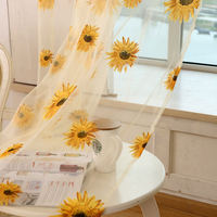 Rideau en tissu transparent blanc de marguerites, panneau imprimé de tournesol, pour le salon