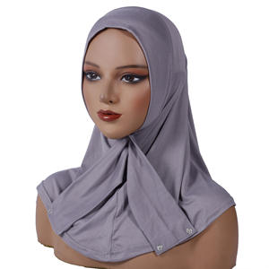 New Style Ladies <b>Jersey</b> Headscarf Two-Button Tied Polyester <b>Hijab</b> Cap - Product Image 4