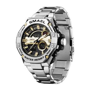 Nouveauté SMAEL 8090 Montres pour Hommes Analogiques et Numériques, Montre Dorée Business, Montre en Acier Inoxydable - Product Image 2