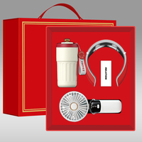 Ensemble cadeau d'articles promotionnels d'entreprise : Mug souvenir de luxe personnalisé en acier inoxydable, masseur de cou, ventilateur, articles essentiels de bureau
