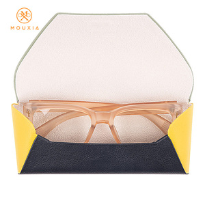 手作りレトロアートPUレザー折りたたみ式おしゃれサングラス収納ケース携帯用耐圧眼鏡ケース - Product Image 3