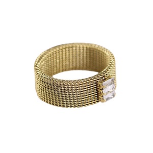 Stainless Steel Mesh <b>Ring</b> 8MM Diamond <b>Set</b> Wide Deformable Geometric Shape Party Jewelry for <b>Women</b> - Product Image 5