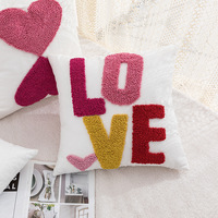 Saint Valentin rose coeur poinçon aiguille housse de coussin personnalisée haute qualité coton décor taie d'oreiller