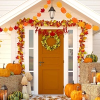 Décoration suspendue pour fête de Thanksgiving en extérieur et en intérieur, bannières personnalisées en feutre « Hello Fall » avec des citrouilles d'automne et des feuilles d'érable