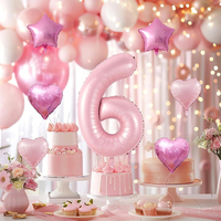 Ensemble de 7 ballons en aluminium sur le thème des anniversaires, en forme de chiffres, de cœurs et d'étoiles, pour décorations de fête