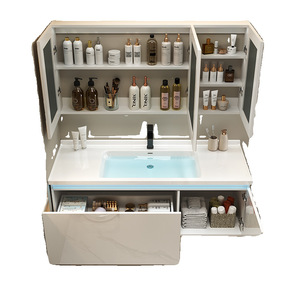 Meuble de salle de bain moderne avec lavabo intégré en céramique, combinaison simple de meuble-lavabo - Product Image 5