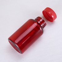Bouteille en plastique rouge transparente, type capsule à rabat, poudre solide, échantillon vide, pot à comprimés, pilulier, contenants pour médicaments, vitamines