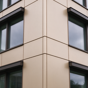 Échantillon gratuit de panneaux composites en aluminium beige modernes pour revêtement mural extérieur de bâtiment, pour façade extérieure - Product Image 1