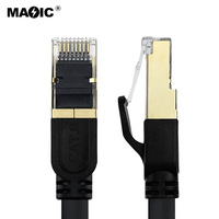 Kabel Ethernet Cat8 PVC Hitam Kecepatan Tinggi Baru dengan Tembaga, RJ45 Heavy Duty LAN untuk PC Gaming