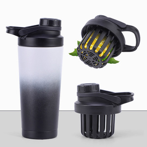 Nuevo Diseño <span class=keywords><strong>de</strong></span> Vaso Mezclador <span class=keywords><strong>de</strong></span> Proteínas para Fitness, <span class=keywords><strong>Agitador</strong></span> Estacionario Móvil, Acero Inoxidable 304 <span class=keywords><strong>de</strong></span> Grado Alimenticio, Doble Capacidad 500ml/750ml - Product Image 2