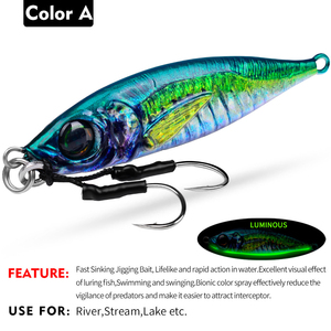 Leurre de pêche en eau salée à lancer lent en métal imprimé en 3D, avec hameçons assistants, 7g 10g 14g 21g 28g 40g 60g 80g, lumineux - Product Image 5