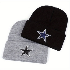 Gorro Casual para Exteriores Estilo Europeo Americano, con Estrella de Cinco Puntas Bordada en 3D, Moderno, 100% Acrílico - Product Image 1