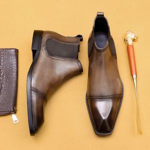 Botas de Negocios para Hombre, Estilo Británico, de Cuero Genuino, de Caña Alta, Botas de Trabajo Casuales y de Moda - Product Image 6