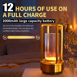 LED Cordless <b>Table</b> Lamp Retro <b>Bar</b> Metal Desk Lamps Rechargeable Touch Dimming Night Light Restaurant Bedroom Home Outdoor Decor - Product Image 4