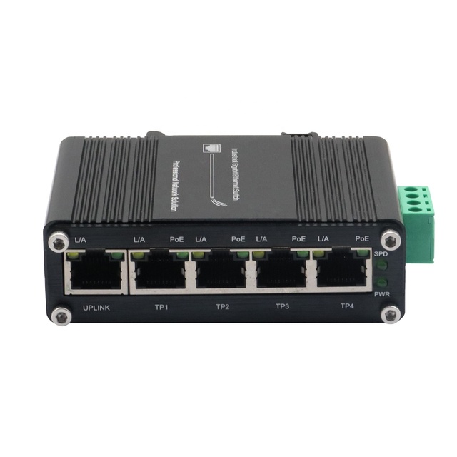Mini Industrial Unmanaged Ethernet Switch 4-Port PoE+ 2.5G 30W 80Gbps Non-Blocking 12-48V DC -40C to 75C Wide Temperature