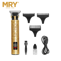 Tondeuse rétro dorée MRY avec lame en acier inoxydable T9, écran LCD, rechargeable par USB, outil de coiffure pour hommes, usage domestique ou en salon