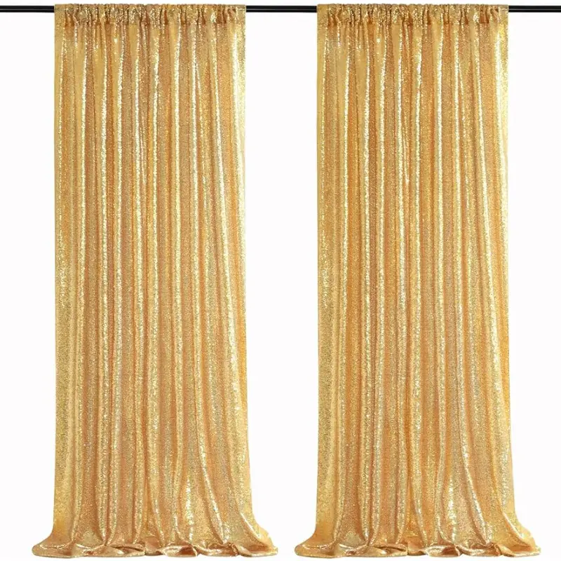 Wholesale High Density Gold Sequin Wall Backdrop Curtains Party Hotel Decoration Background Photo Outdoors Events Luxury