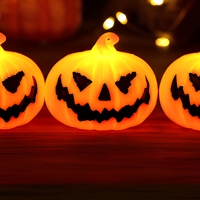 Ensemble de 3 lanternes citrouilles LED d'Halloween, lumières citrouilles suspendues en plastique, décoration orange pour le Festival des Fantômes